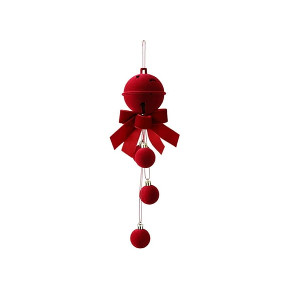 JeashCHAT Red Velvet Christmas Bell Ornaments, Flocked Xmas Bell Christmas Balls Hanging Pendant with Ribbon Bow, Christmas Tree Decorations Window Front Door Wreath Decor for Xmas Holiday Party