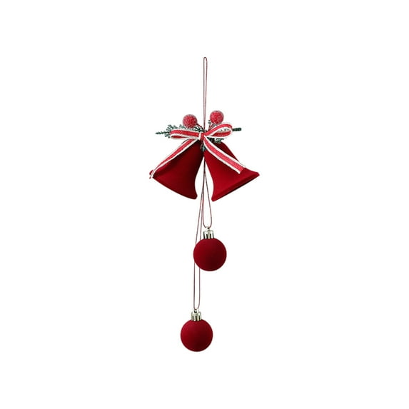 JeashCHAT Red Velvet Christmas Bell Ornaments, Flocked Xmas Bell Christmas Balls Hanging Pendant with Ribbon Bow, Christmas Tree Decorations Window Front Door Wreath Decor for Xmas Holiday Party