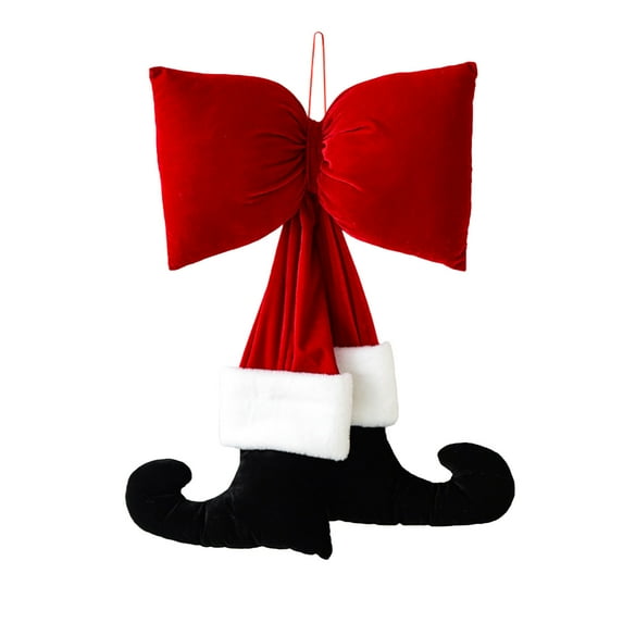 JeashCHAT Red Velvet Christmas Bow 23.62"x15.75 Large Velvet Christmas Bow Hanging Ornaments Christmas Decorations Indoor Outdoor Xmas Holiday Party Window Wall Front Door Decor