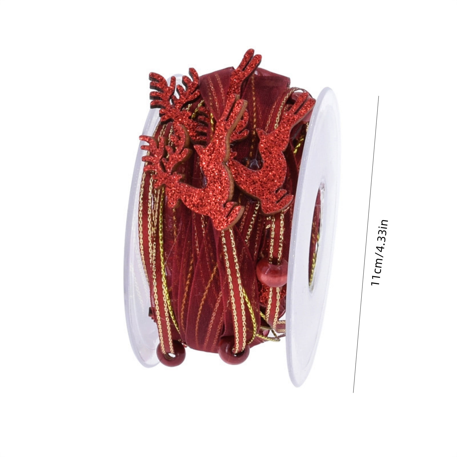 JeashCHAT Reindeer Beads Ribbon Trim Rope 5.5 Yards for Christmas Tree ...