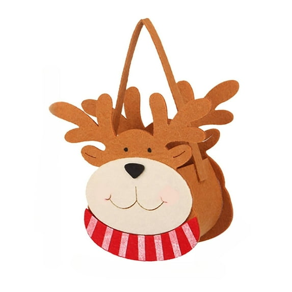 JeashCHAT Reindeer Christmas Gift Bag for Christmas Stockings, Cute Tote Bag with Handle, Reusable Christmas Holiday Candy Bag Treat Bag for Kids, Xmas Party Supplies
