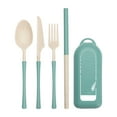 thumbnail image 1 of JeashCHAT Reusable Travel Utensils Set with Case, Wheat Straw Travel Cutlery Set, Knife Fork Spoon Straw, Camping Picnic Lunch Box Tableware Set, 1 of 6