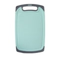 thumbnail image 1 of JeashCHAT Reversible Kitchen Cutting Board Lightweight Plastic Chopping Board Double Sided for Camping, Dishwasher Safe, Non-Slip, with Easy Grip Handle (Mint Green), 1 of 7