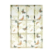 JeashCHAT Rod Lift Kitchen Curtain , Butterfly Flower Sheer Curtains Short Curtain Rod Pocket Half Curtain for Cafe Bathroom Small Window Decor