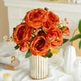 thumbnail image 1 of JeashCHAT Roses Artificial Flowers, 12.6 Inch Fake Roses Bouquet, Silk Roses with Stems, Faux Roses Flowers for Floral Arrangement Wedding Party Valentine's Day Home Decor, Orange, 1 of 6