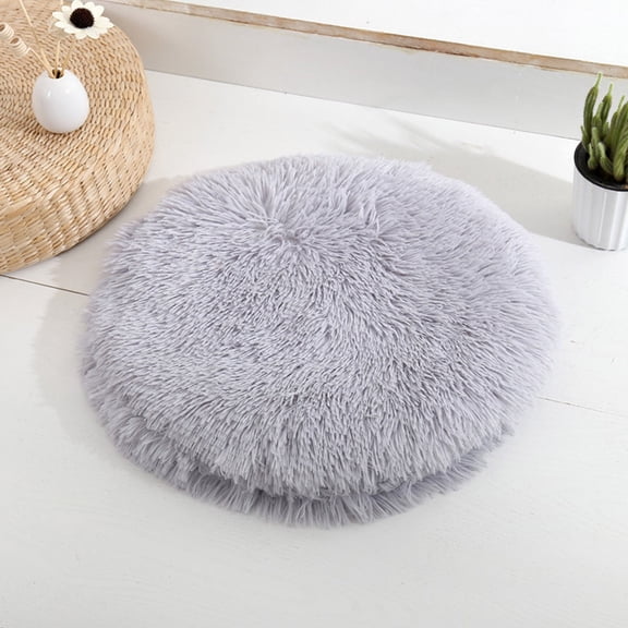 JeashCHAT Round Plush Cat Bed Mat 15.7 inch Pet Cushion for Indoor Cats Puppy, Washable Warm Cat Dog Bed Cushion Pad Mat