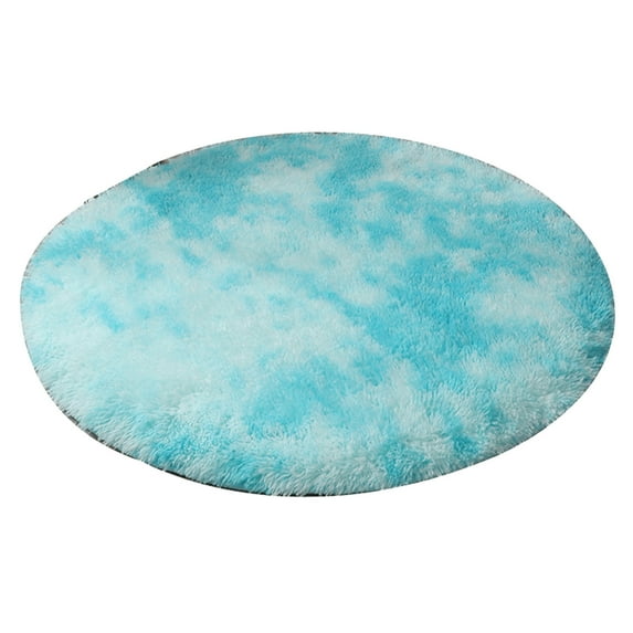 JeashCHAT Round Rug for Bedroom, Ultra Soft Fluffy Plush Indoor Area Rug for Living Room, Shaggy Circle Carpet for Kids Teen Room Decor, 31.5"x31.5", Light Blue