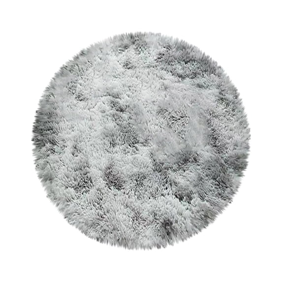 JeashCHAT Round Rug Clearance, 39in Cozy Soft Shaggy Plush Area Rug Tie Dye Rug, Indoor Non-Slip Carpet for Living Room Bedroom Nursery Home Decor, Gray