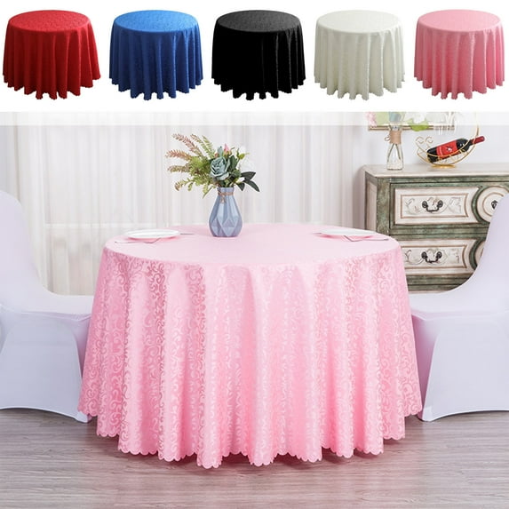 JeashCHAT Round Tablecloth, 71 Inch Polyester Fabric Washable Table Cloth for Round Dining Table, Decorative Table Cover for Wedding Birthday Party Banquet, Pink