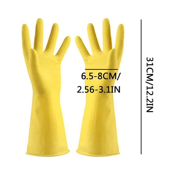 JeashCHAT Rubber Gloves , Reusable Waterproof Household Dishwashing Cleaning Rubber Gloves Long for Kitchen, Non-Slip (Small)
