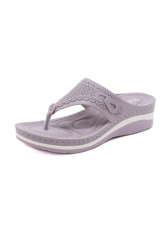 Sandals Women Flip Flops Wedge T-Strap Orthopedic Sandals Comfortable Beach Shoes Dressy Summer Sandals for Women Casual Slides