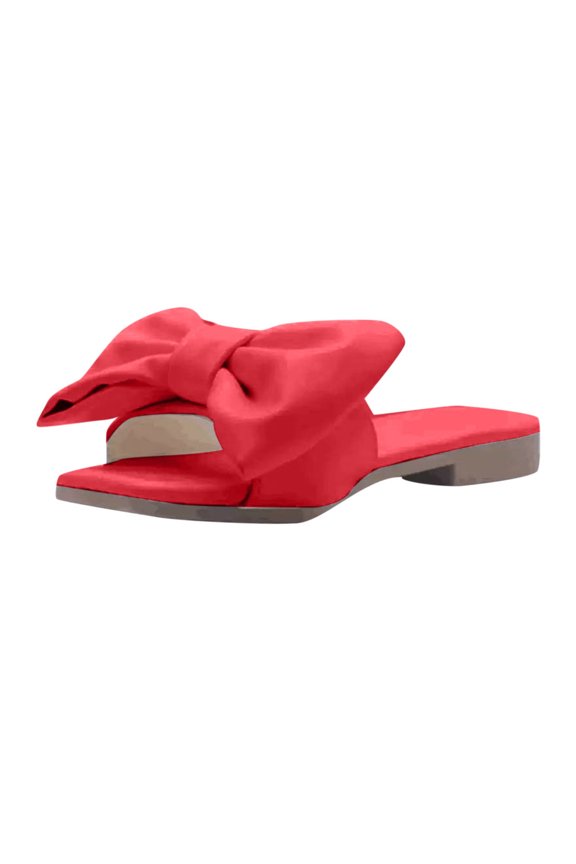 Sandals Women Summer Fashion Bow Tie Slippers Beach Slide Sandals Breathable Non-Slip Wear-Resistant Open Toe Slip On Flat Sandals