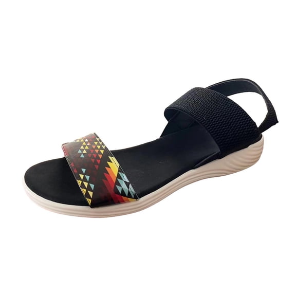 JeashCHAT Sandals for Women Open Toe Elastic Ankle Strap Slip On Walking Sandals Summer Ladies Shoes Flat Sandals Casual Women's Sandals