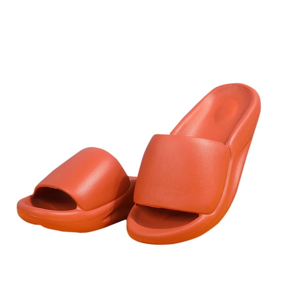 JeashCHAT Sandals for Women, Slide Sandals Unisex Soft Indoor Home Thick Soled Mute Couple Womans Non Slip Pillows Slippers (Orange)