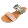 thumbnail image 1 of JeashCHAT Sandals for Women, Slide Sandals Women Fashion Casual Vintage Flat Metal Decoration Slippers Outdoor Beach Shoes (Beige), 1 of 7