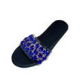 thumbnail image 1 of JeashCHAT Sandals for Women, Slide Sandals Women's Fashion Rhinestone Casual Multicolor Flat Bottom Sandals And Slippers (Black), 1 of 4
