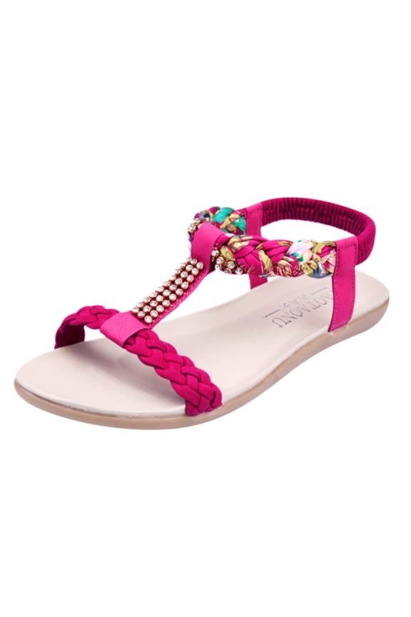 Sandals for Women, Slide Sandals Women's Flat Shoes Ladies Beach Sandals Summer Non-Slip Causal Slippers (Watermelon Red)