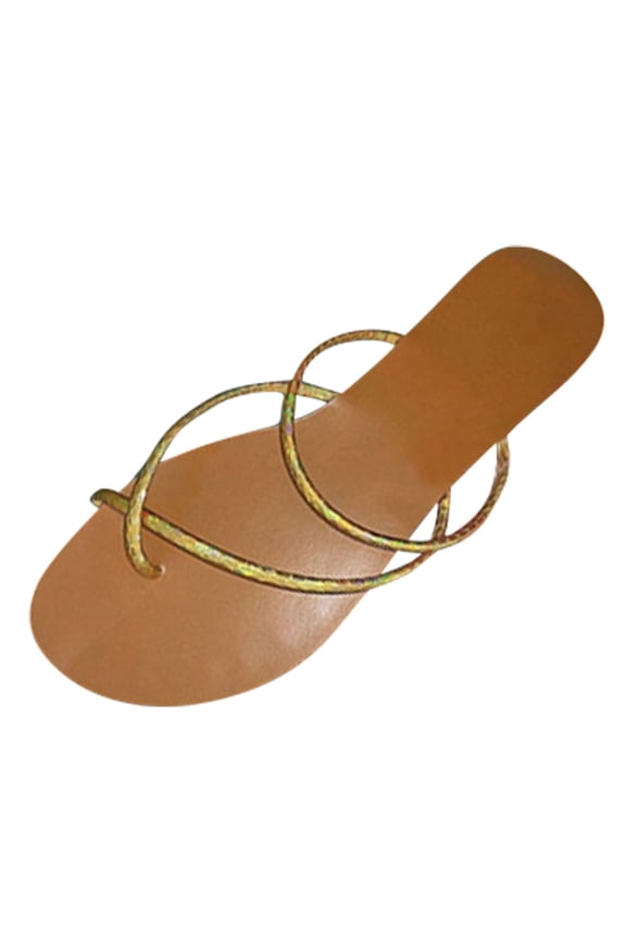 Sandals for Women, Slide Sandals Women's Ladies Fashion Casual Pinch Open Toe Platforms Sandals Beach Shoes (Gold)