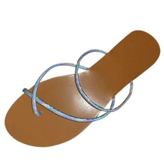 JeashCHAT Sandals for Women, Slide Sandals Women's Ladies Fashion Casual Pinch Open Toe Platforms Sandals Beach Shoes (Silver)