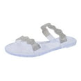 thumbnail image 1 of JeashCHAT Sandals for Women, Slide Sandals Women's Rhinestone Sandals Slippers Beach Jelly Shoes (White), 1 of 9