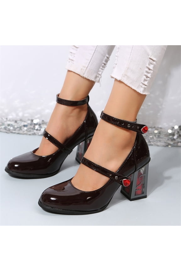 Sandals for Women Women's Dry Rose Thick Heel High Heels French Vintage Single Shoes