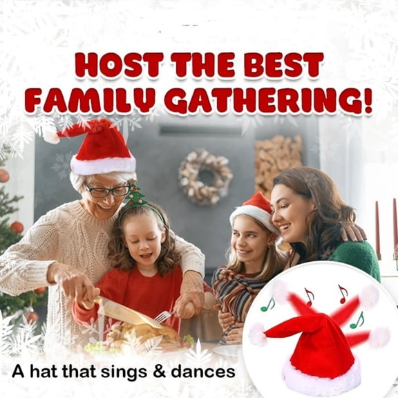 JeashCHAT Santa Hat Singing Dancing Electric Christmas Hat for Kids and Adults, Swing Musical Toy Hat Velvet Plush Hat for New Year Christmas Party Supplies