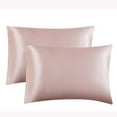 thumbnail image 1 of JeashCHAT Satin Pillowcase for Hair and Skin, 2 Pack Standard 20"x26", Soft Washable Simulated Silk Pillow Case with Envelope Closure, Rose Gold, 1 of 5