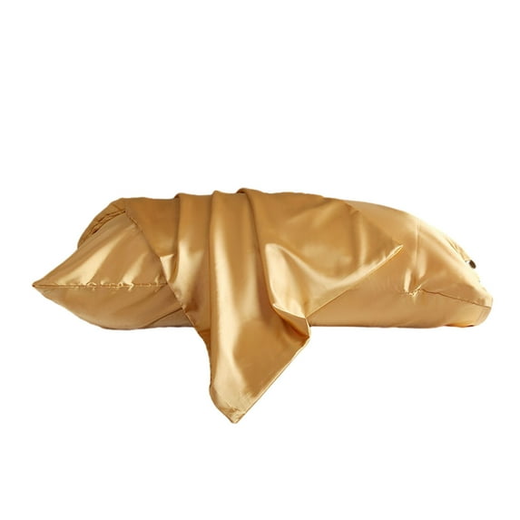 JeashCHAT Satin Pillowcase for Hair and Skin, Queen Size 20"X30" Pillow Cover with Envelope Closure, Super Soft Silk Pillow Case Bedding, Gold