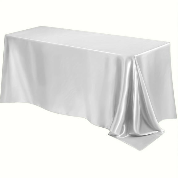 JeashCHAT Satin Tablecloth, Rectangle Silk Table Cloth, Soft Fabric Table Cover for Wedding Banquet Party Christmas, Solid Color Table Cloth for Dining Tables, Washable, 60 x 84 Inch