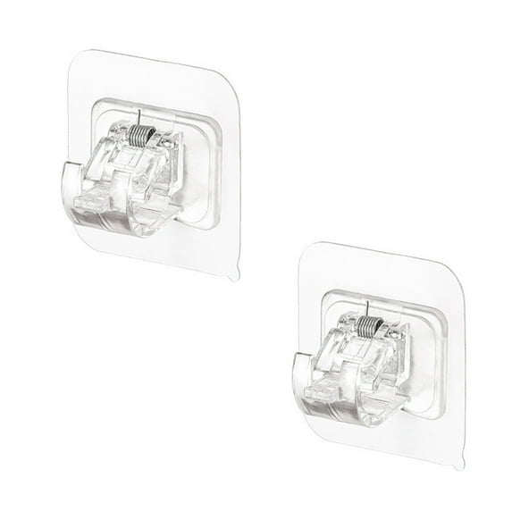 JeashCHAT Self Adhesive Hooks Rod Bracket Pole Drapery Hook Holders For Home Bathroom Clearance