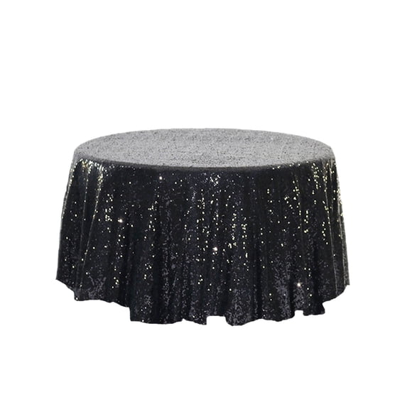 JeashCHAT Sequin Tablecloth, 23.6 Inch Round Tablecloth for Party Wedding Banquet Christmas Event Holiday Dinner Table Cloth Decorations Cake Table Cover, Black