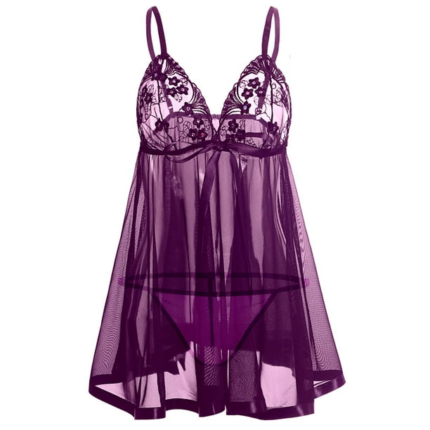 Jeashchat Sexy Lingerie For Women Sexy Plus Size Lingerie Lace Bow Nightwear Sleepwear Pajamas