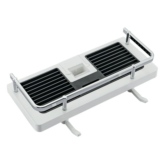 JeashCHAT Shower Caddy , Direct Shower Caddy Shelf for 24/25 mm Slide Bar, Bathroom Shower Rack Organizer Sponge Holder for Shampoo Soap with Guardrail and Hanging Hook, White