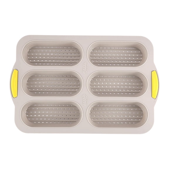 JeashCHAT Silicone Bread Loaf Pan, 6 Cup Nonstick Loaf Pan Heat Resistant Hot Dog Bun Pan, Bread Mold Hotdog Bun Baking Pan, White