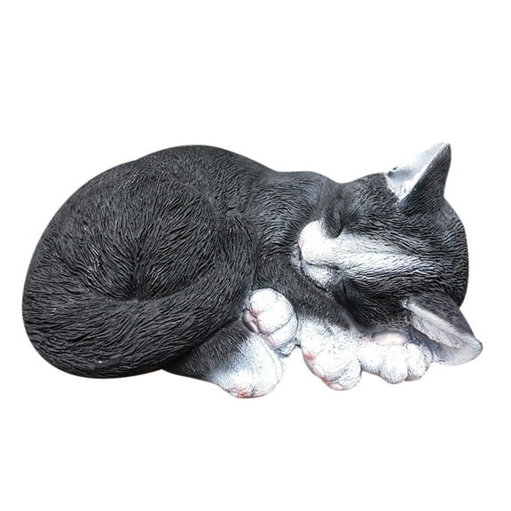 JeashCHAT Sleeping Cat Statue Garden Decoration Resin Ornaments For Lawn Art Decoration