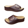 thumbnail image 1 of JeashCHAT Slide Sandals Women Hollow Breathable Summer Wedge Sandals Open Toe Single Strap Slippers Orthopedic Sandals Beach Sandals, 1 of 5
