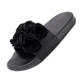 thumbnail image 1 of JeashCHAT Slip On Slide Sandals for Women 2021 Women's Summer Outdoor Wear Sandals, Slippers, Large Flower Casual (Black), 1 of 5