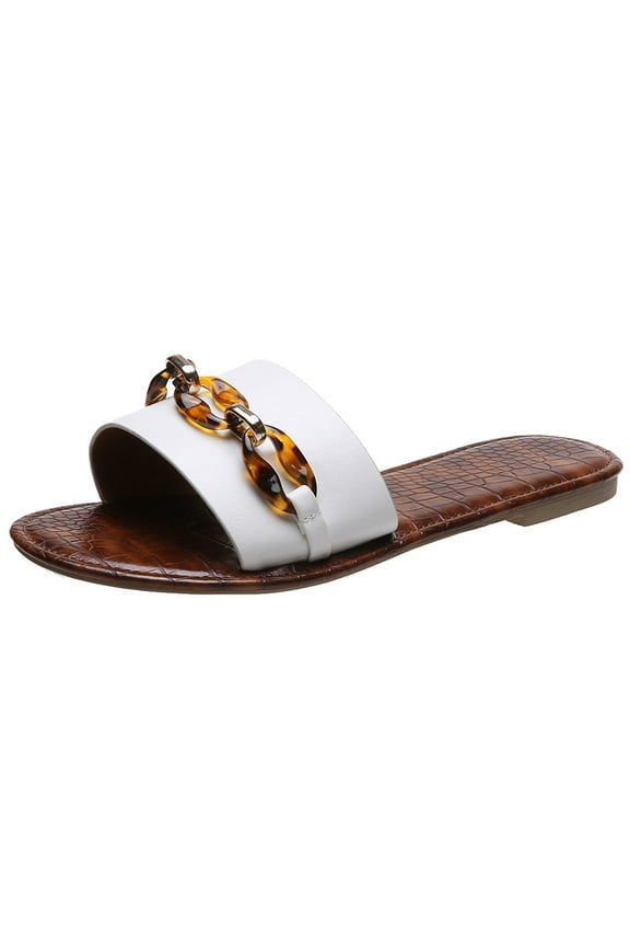 Slip On Slide Sandals for Women Fashion Women's Casual Shoes Breathable Outdoor Casual Sandals Slippers (White)