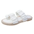 thumbnail image 1 of JeashCHAT Slip On Slide Sandals for Women Women's Car Stitching Rope Solid Color Flat Heel Back Hollow Low Top Slippers (White), 1 of 4