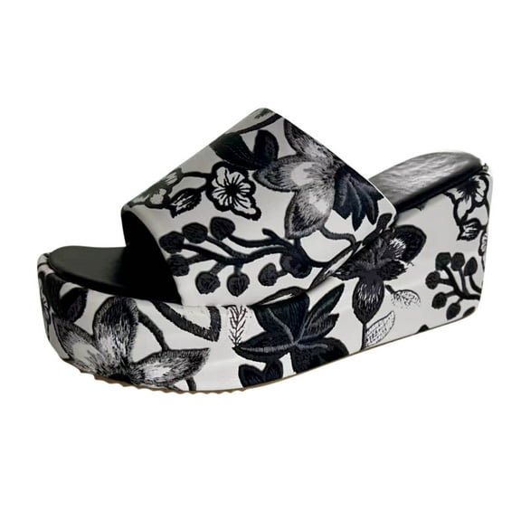 JeashCHAT Slip On Slide Sandals for Women Women's Flat Shoes Ladies Beach Sandals Summer Non-Slip Causal Slippers (Black)