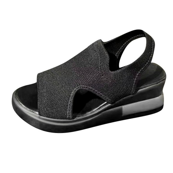 JeashCHAT Slip On Slide Sandals for Women Women's Flat Shoes Ladies Beach Sandals Summer Non-Slip Causal Slippers (Black)