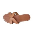 thumbnail image 1 of JeashCHAT Slip On Slide Sandals for Women Women's Strap Sandals Comfortable Shoes One Line Casual Slippers (Brown), 1 of 9