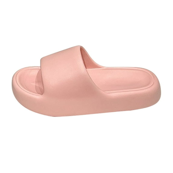 JeashCHAT Slip On Slide Sandals for Women and Men Solid Color Slippers Super Soft Breathable Anti-Slip Bedroom Home Slippers (Pink)