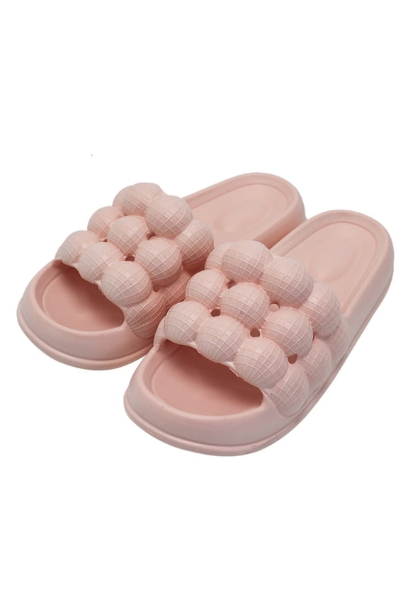 Slip On Slide Sandals for Women Lychee Bubble Slippers Women's Spring New Style Indoor Couple's Thick Sole Feet Feel Cool Slippers Wear Outside (Pink)