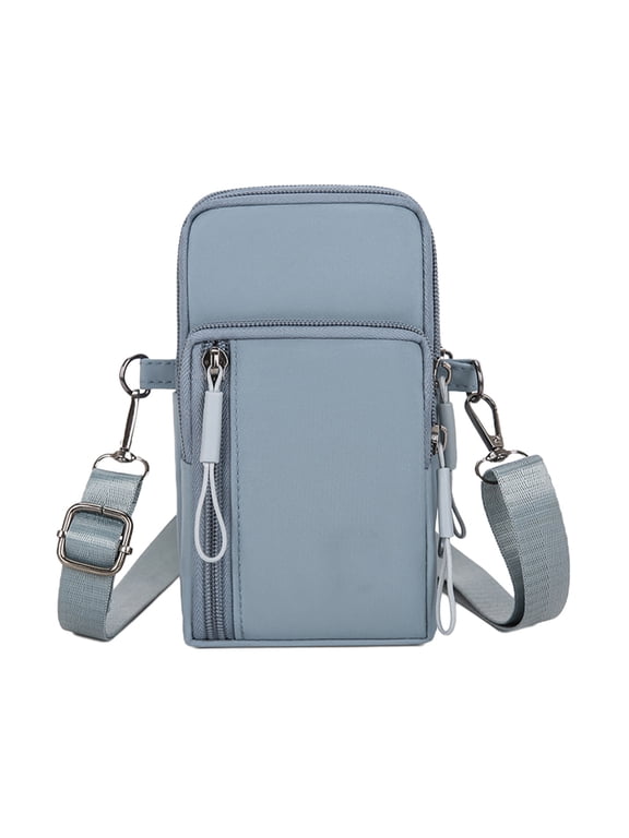 Small Crossbody Bag for Women, Cell Phone Purse with Adjustable Crossbody Strap, Mini Shoulder Bag Wallet, Nylon Arm Bag, Sky Blue