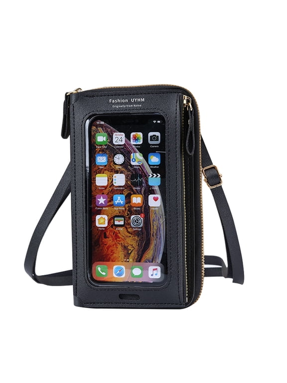 Small Crossbody Cell Phone Purse for Women, Phone Bag with Clear Touch Screen Window, Mini Shoulder Bag Wallet Handbag with Credit Card Slots