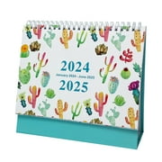 JeashCHAT Small Desk Calendar 2024-2025 - 8x7 Standing Desk Calendar, 18 Months Flip Desktop Calendar, Monthly Calendar for Home Office, Plant