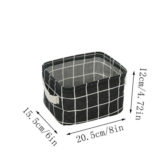 JeashCHAT Small Foldable Canvas Fabric Storage Bins Basket Closet Shelf Organizer with Handles for Bathroom Home Office Dorm, Black