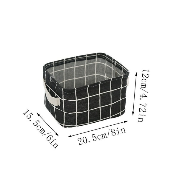 JeashCHAT Small Foldable Canvas Fabric Storage Bins Basket Closet Shelf Organizer with Handles for Bathroom Home Office Dorm, Black