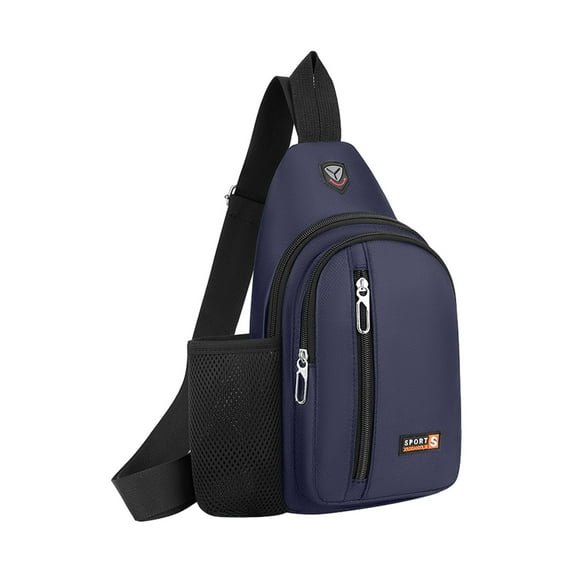 JeashCHAT Small Sling Bag with Water Bottle Holder, Sling Backpack for Men Women, Chest Bag Daypack Crossbody Backpack for Travel Sports Hiking, Dark Blue